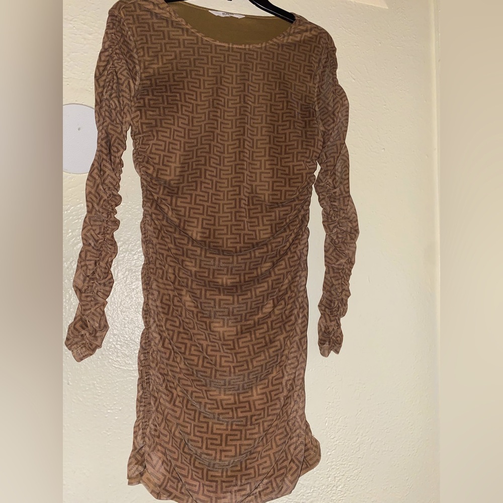 Steve Madden BB Dakota dress long sleeve mesh ruched size L sold out!!